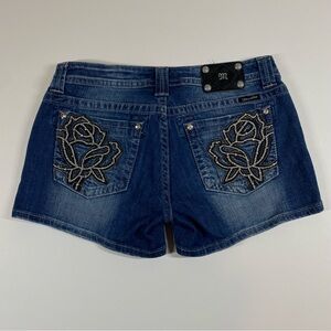Miss Me Denim Shorts Rose Jewel 32 Blue Jean Western Cowgirl Festival JP608OH